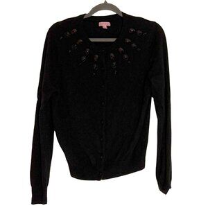 Lilly Pulitzer Wool Cashmere Black Jewel Button Down Cardigan Women's XL